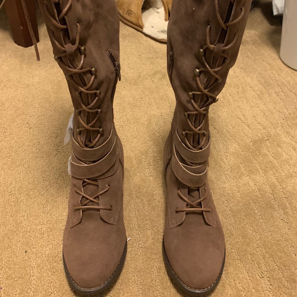 Dark Brown lace-up front boots